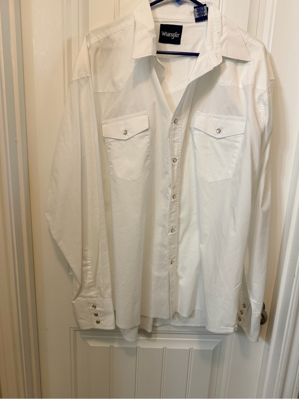 Wrangler White Long-Sleeve Western Snap Shirt